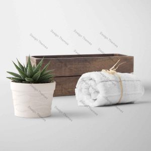 woodbox and towel set